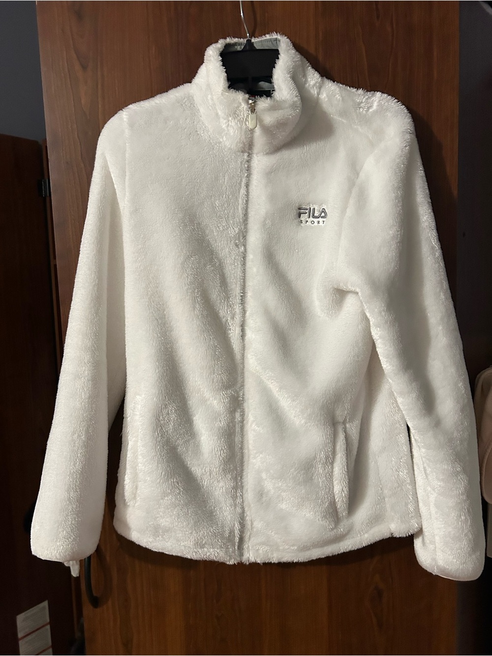 Fila Cream Plush Full-Zip Teddy Jacket for Women